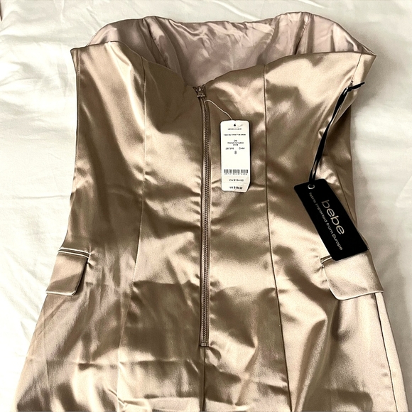 Bebe Gold Bodycon Halter Dress Women's Size 8 - Picture 3 of 4